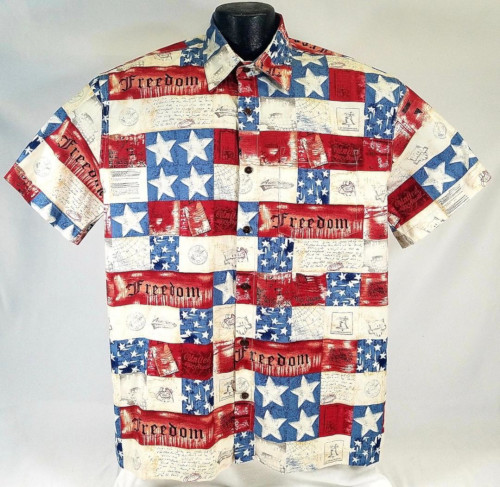 Freedom Patriotic Hawaiian shirt- Made in USA- 100% Cotton